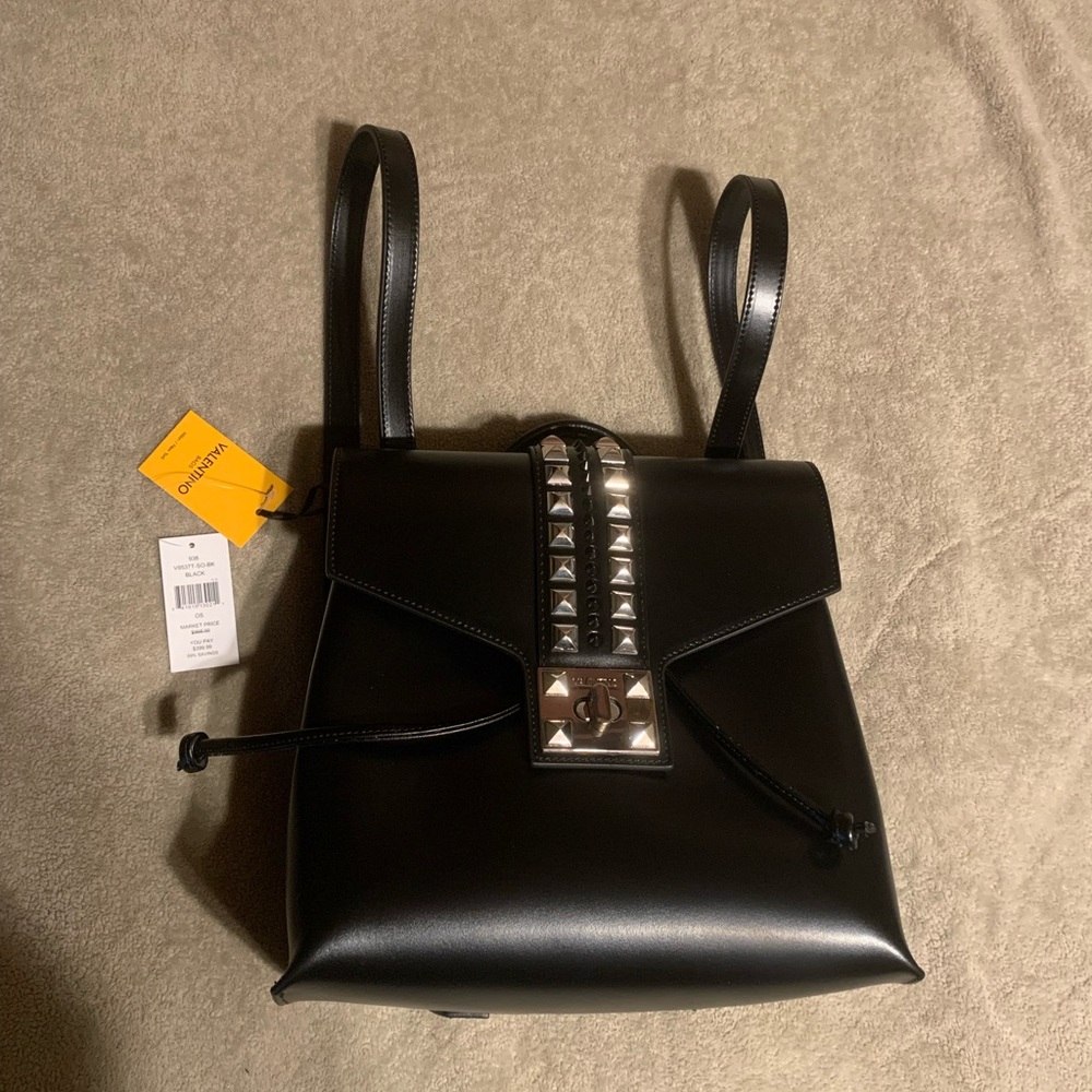 Valentino Black Backpack with Silver Accents